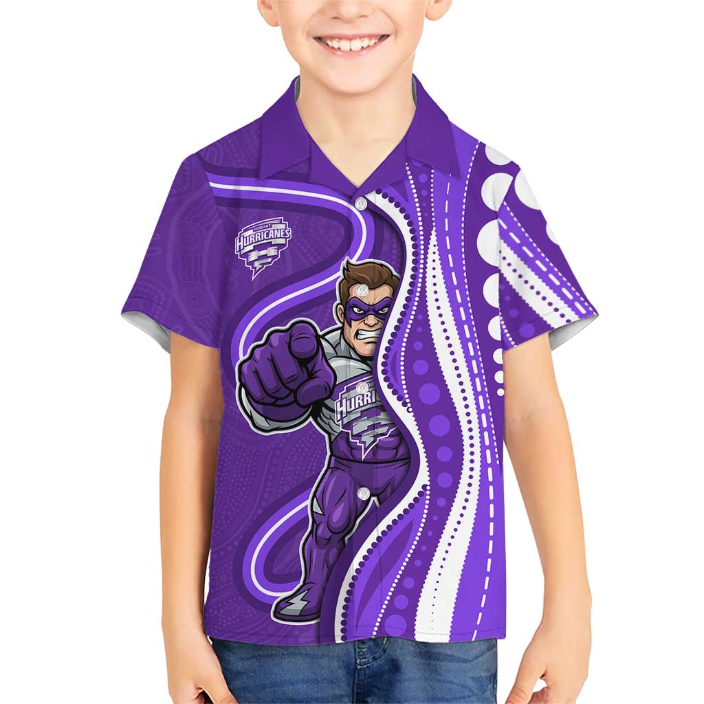 Hobart Hurricanes Hawaiian Shirt Aboriginal Dot Art Purple White - Tribal Wave Pattern