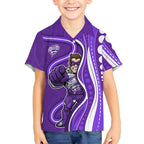 Hobart Hurricanes Hawaiian Shirt Aboriginal Dot Art Purple White - Tribal Wave Pattern