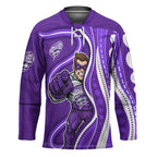 Hobart Hurricanes Hockey Jersey Aboriginal Dot Art Purple White - Tribal Wave Pattern