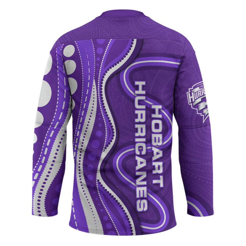 Hobart Hurricanes Hockey Jersey Aboriginal Dot Art Purple White - Tribal Wave Pattern
