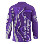 Hobart Hurricanes Hockey Jersey Aboriginal Dot Art Purple White - Tribal Wave Pattern