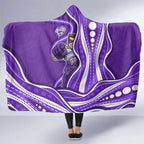 Hobart Hurricanes Hooded Blanket Aboriginal Dot Art Purple White - Tribal Wave Pattern