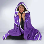 Hobart Hurricanes Hooded Blanket Aboriginal Dot Art Purple White - Tribal Wave Pattern