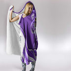 Hobart Hurricanes Hooded Blanket Aboriginal Dot Art Purple White - Tribal Wave Pattern