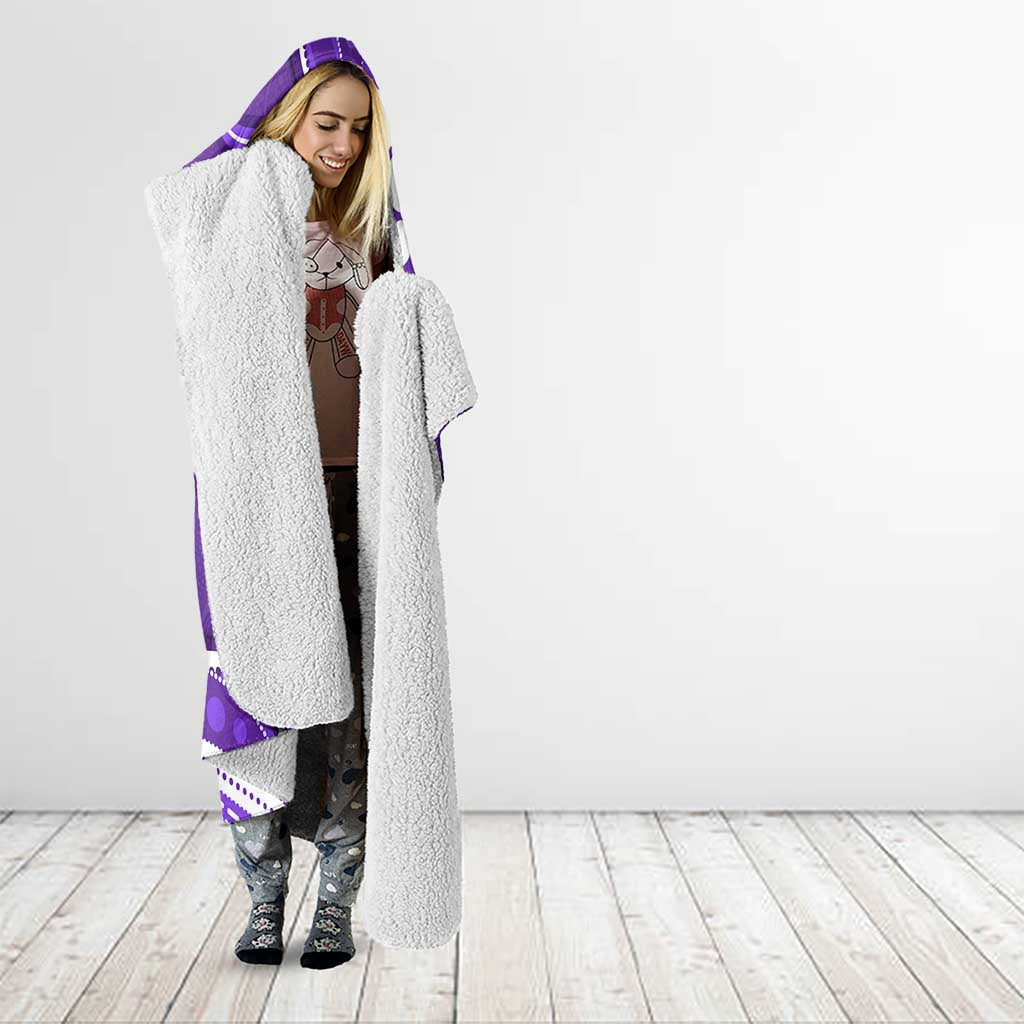 Hobart Hurricanes Hooded Blanket Aboriginal Dot Art Purple White - Tribal Wave Pattern