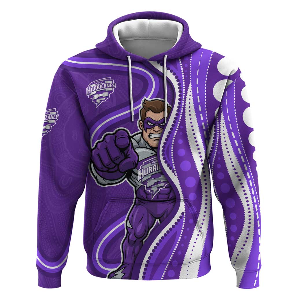 Hobart Hurricanes Hoodie Aboriginal Dot Art Purple White - Tribal Wave Pattern
