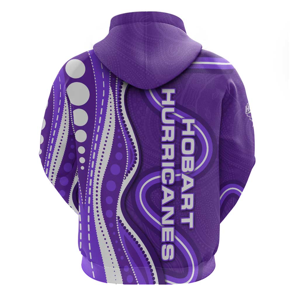 Hobart Hurricanes Hoodie Aboriginal Dot Art Purple White - Tribal Wave Pattern