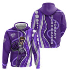 Hobart Hurricanes Hoodie Aboriginal Dot Art Purple White - Tribal Wave Pattern