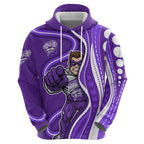 Hobart Hurricanes Hoodie Aboriginal Dot Art Purple White - Tribal Wave Pattern