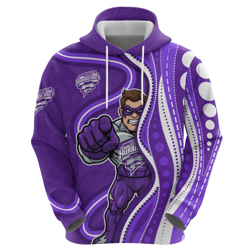 Hobart Hurricanes Hoodie Aboriginal Dot Art Purple White - Tribal Wave Pattern