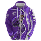 Hobart Hurricanes Hoodie Aboriginal Dot Art Purple White - Tribal Wave Pattern