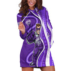 Hobart Hurricanes Hoodie Dress Aboriginal Dot Art Purple White - Tribal Wave Pattern