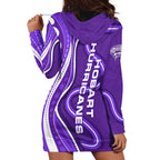 Hobart Hurricanes Hoodie Dress Aboriginal Dot Art Purple White - Tribal Wave Pattern