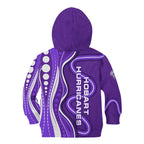 Hobart Hurricanes Kid Hoodie Aboriginal Dot Art Purple White - Tribal Wave Pattern