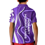 Hobart Hurricanes Kid Polo Shirt Aboriginal Dot Art Purple White - Tribal Wave Pattern
