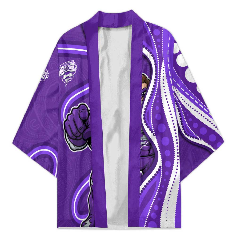 Hobart Hurricanes Kimono Aboriginal Dot Art Purple White - Tribal Wave Pattern