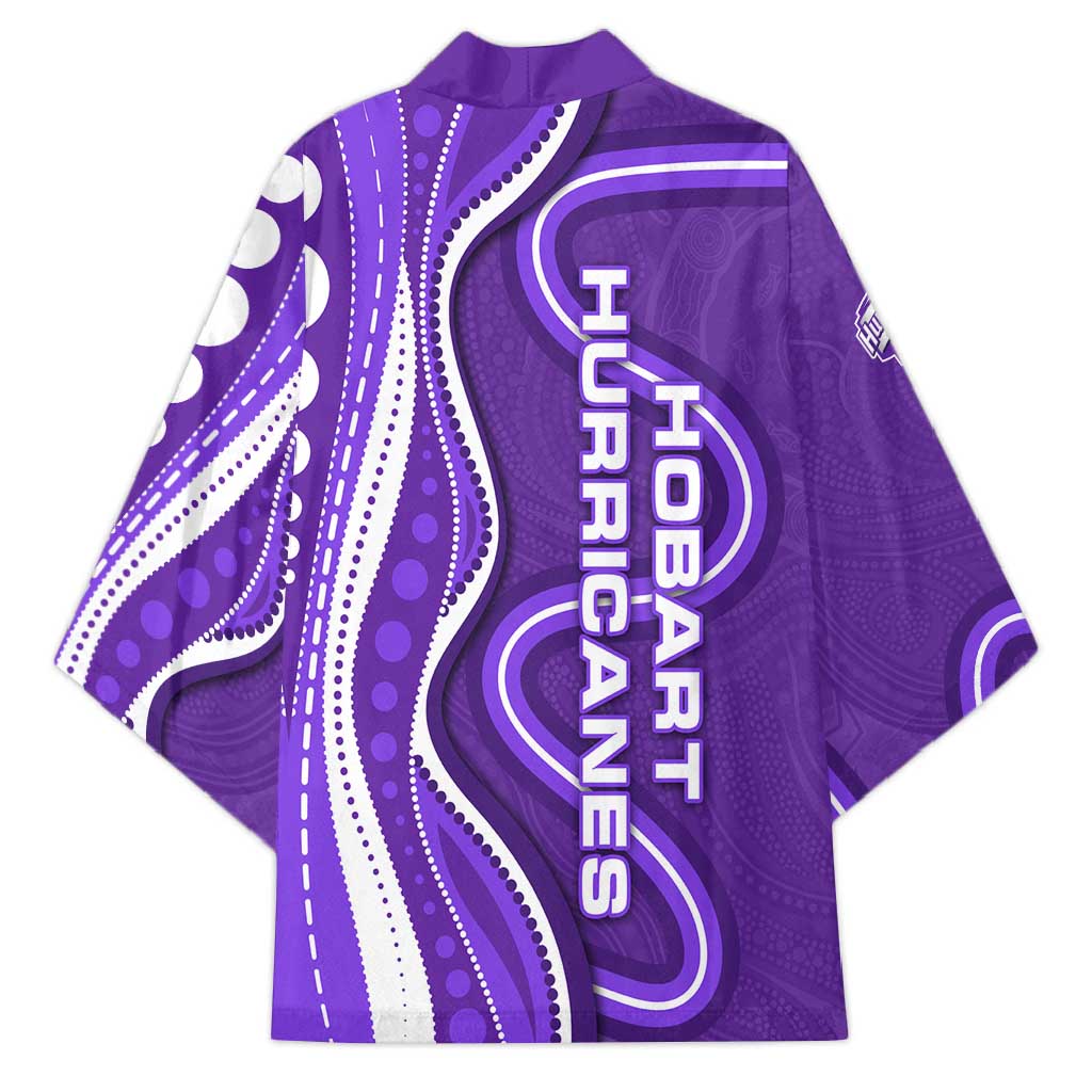 Hobart Hurricanes Kimono Aboriginal Dot Art Purple White - Tribal Wave Pattern