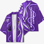Hobart Hurricanes Kimono Aboriginal Dot Art Purple White - Tribal Wave Pattern