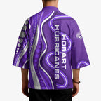 Hobart Hurricanes Kimono Aboriginal Dot Art Purple White - Tribal Wave Pattern