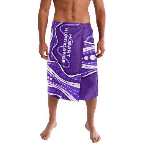 Hobart Hurricanes Lavalava Aboriginal Dot Art Purple White - Tribal Wave Pattern