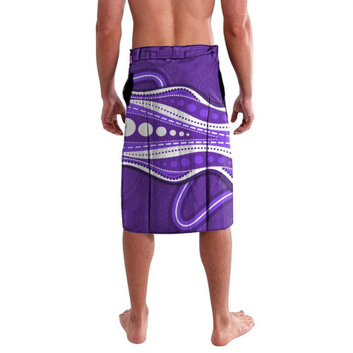 Hobart Hurricanes Lavalava Aboriginal Dot Art Purple White - Tribal Wave Pattern