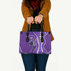 Hobart Hurricanes Leather Bag Aboriginal Dot Art Purple White - Tribal Wave Pattern