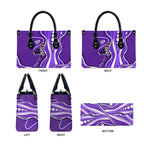 Hobart Hurricanes Leather Bag Aboriginal Dot Art Purple White - Tribal Wave Pattern
