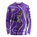 Hobart Hurricanes Long Sleeve Shirt Aboriginal Dot Art Purple White - Tribal Wave Pattern