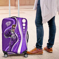 Hobart Hurricanes Luggage Cover Aboriginal Dot Art Purple White - Tribal Wave Pattern