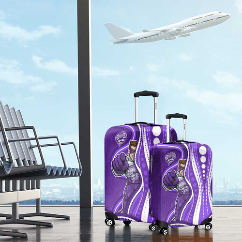 Hobart Hurricanes Luggage Cover Aboriginal Dot Art Purple White - Tribal Wave Pattern