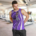 Hobart Hurricanes Men Tank Top Aboriginal Dot Art Purple White - Tribal Wave Pattern