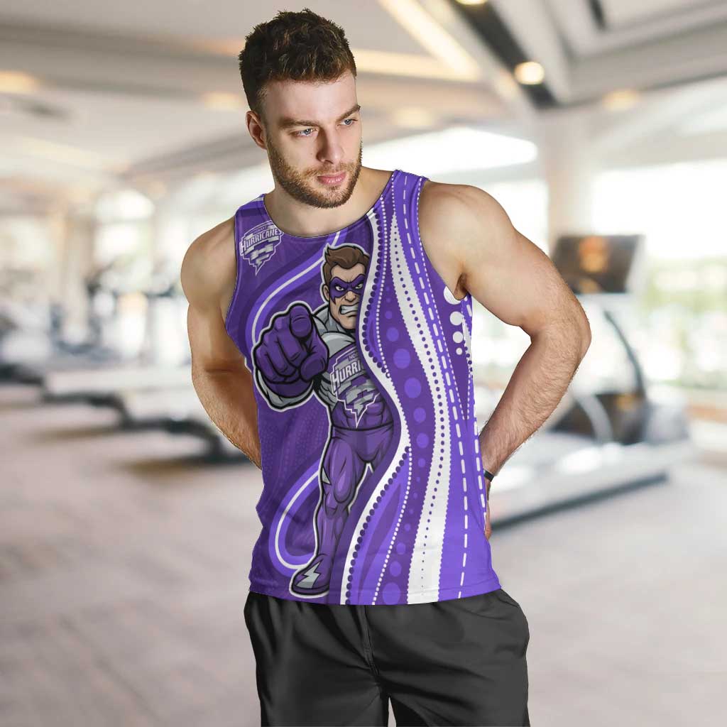 Hobart Hurricanes Men Tank Top Aboriginal Dot Art Purple White - Tribal Wave Pattern