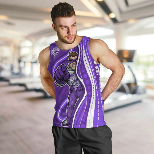 Hobart Hurricanes Men Tank Top Aboriginal Dot Art Purple White - Tribal Wave Pattern