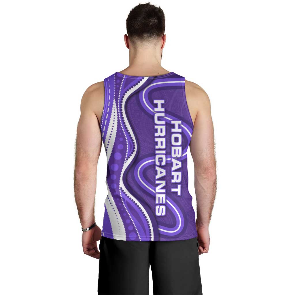 Hobart Hurricanes Men Tank Top Aboriginal Dot Art Purple White - Tribal Wave Pattern