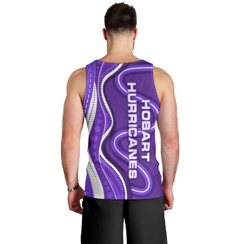Hobart Hurricanes Men Tank Top Aboriginal Dot Art Purple White - Tribal Wave Pattern