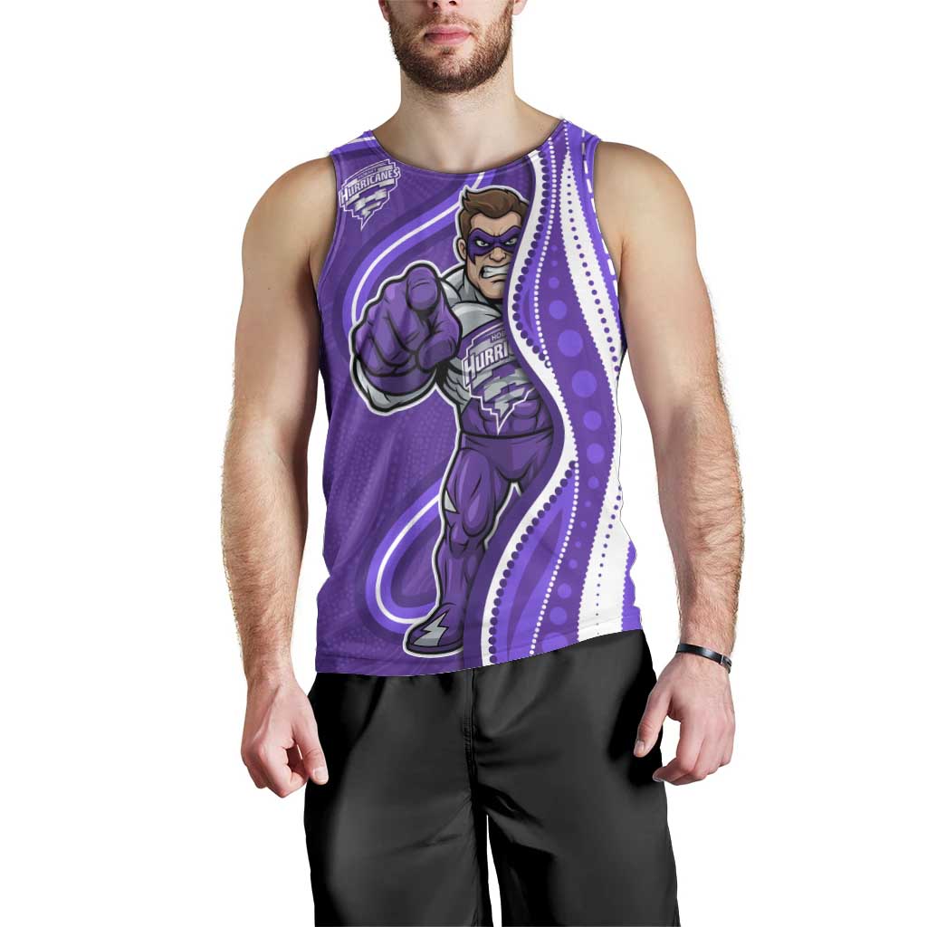 Hobart Hurricanes Men Tank Top Aboriginal Dot Art Purple White - Tribal Wave Pattern