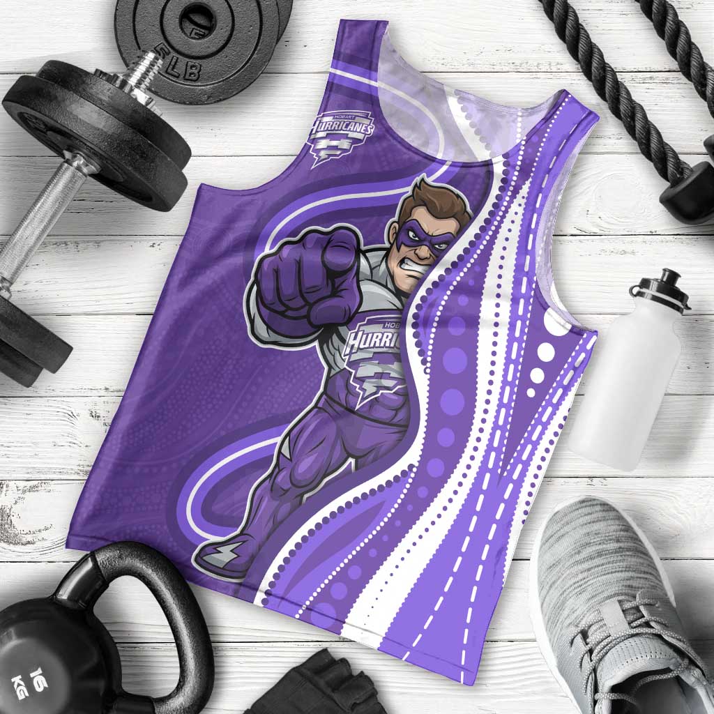 Hobart Hurricanes Men Tank Top Aboriginal Dot Art Purple White - Tribal Wave Pattern