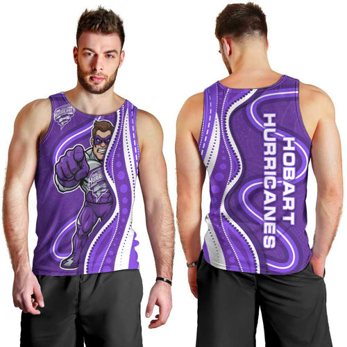 Hobart Hurricanes Men Tank Top Aboriginal Dot Art Purple White - Tribal Wave Pattern