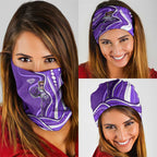 Hobart Hurricanes Neck Gaiter Aboriginal Dot Art Purple White - Tribal Wave Pattern
