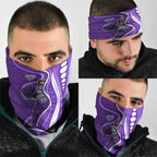 Hobart Hurricanes Neck Gaiter Aboriginal Dot Art Purple White - Tribal Wave Pattern
