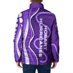 Hobart Hurricanes Padded Jacket Aboriginal Dot Art Purple White - Tribal Wave Pattern