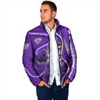 Hobart Hurricanes Padded Jacket Aboriginal Dot Art Purple White - Tribal Wave Pattern