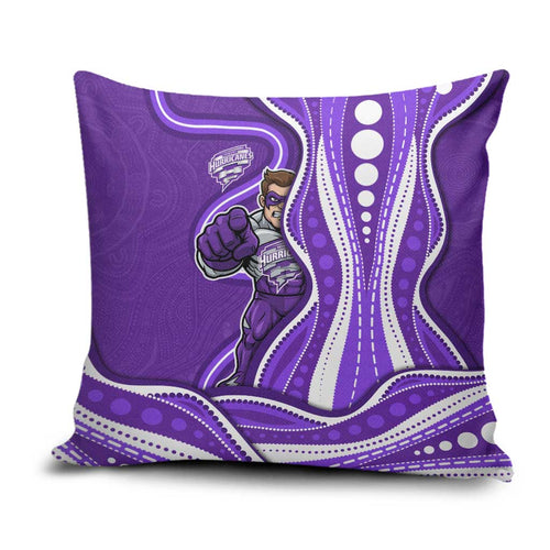 Hobart Hurricanes Pillow Cover Aboriginal Dot Art Purple White - Tribal Wave Pattern