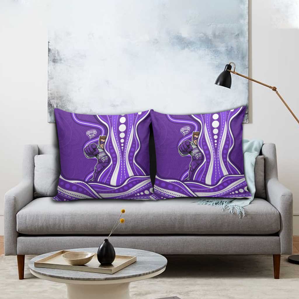 Hobart Hurricanes Pillow Cover Aboriginal Dot Art Purple White - Tribal Wave Pattern