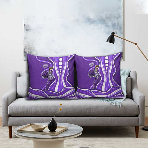 Hobart Hurricanes Pillow Cover Aboriginal Dot Art Purple White - Tribal Wave Pattern