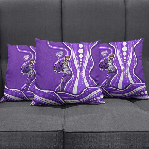 Hobart Hurricanes Pillow Cover Aboriginal Dot Art Purple White - Tribal Wave Pattern