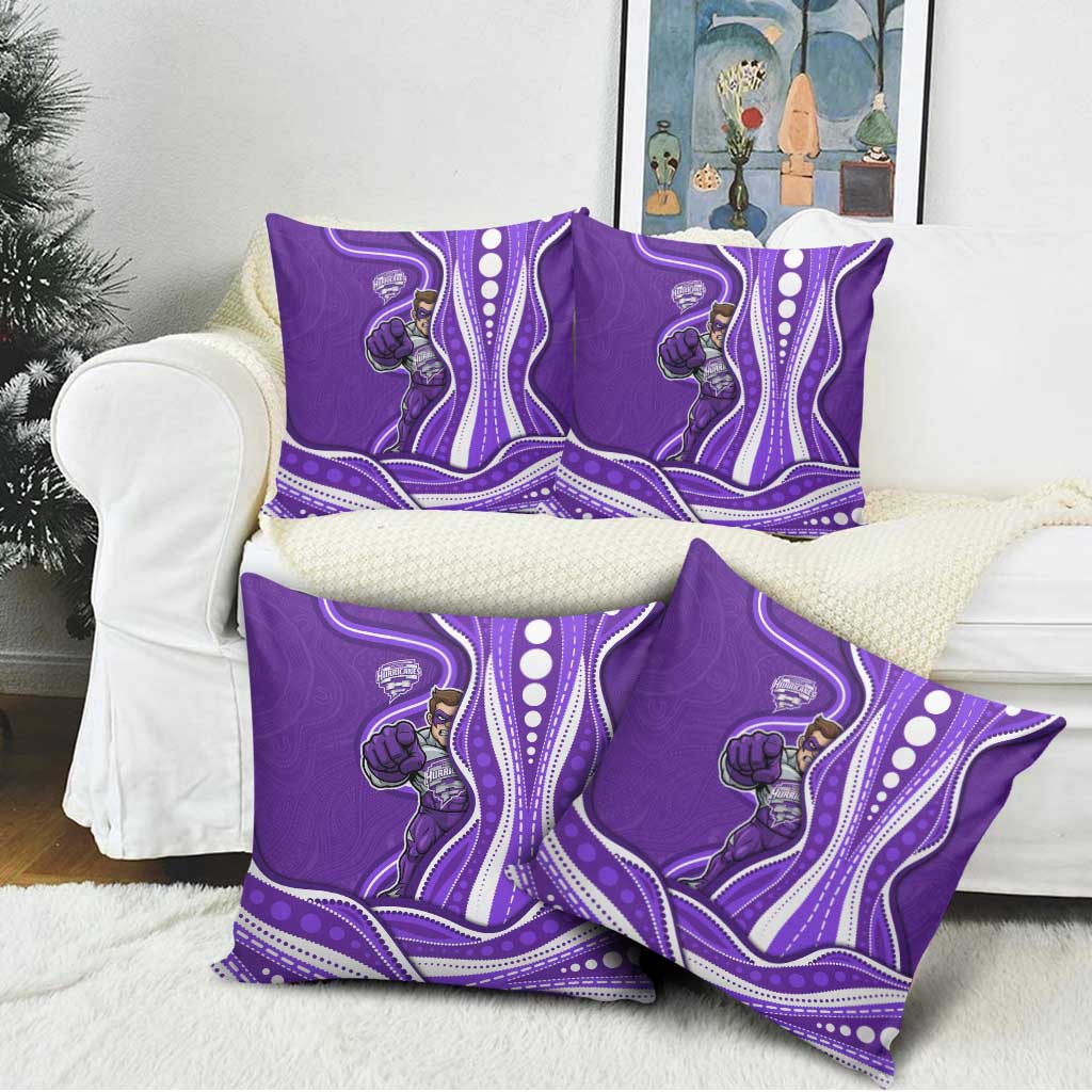 Hobart Hurricanes Pillow Cover Aboriginal Dot Art Purple White - Tribal Wave Pattern