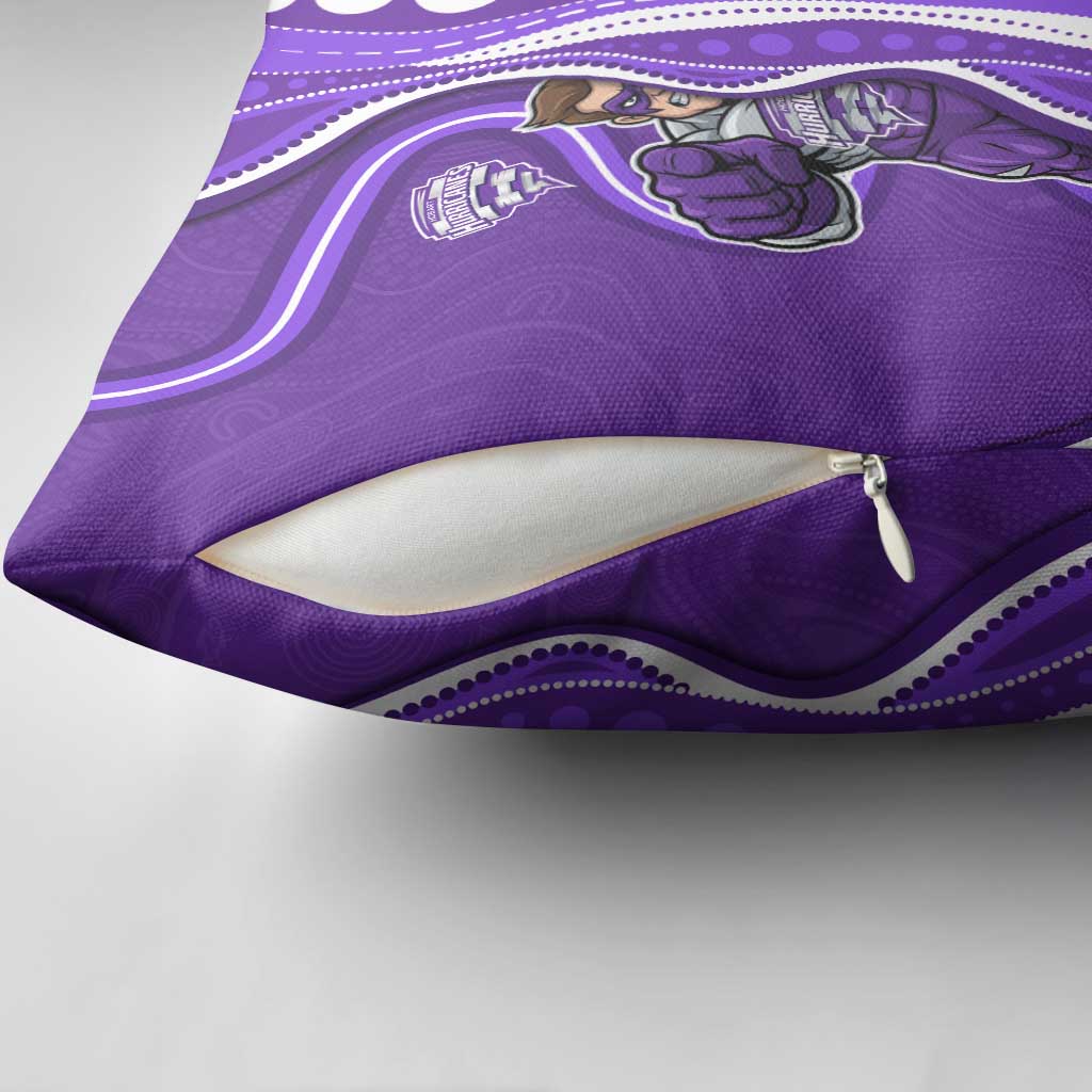 Hobart Hurricanes Pillow Cover Aboriginal Dot Art Purple White - Tribal Wave Pattern