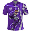 Hobart Hurricanes Polo Shirt Aboriginal Dot Art Purple White - Tribal Wave Pattern