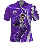 Hobart Hurricanes Polo Shirt Aboriginal Dot Art Purple White - Tribal Wave Pattern